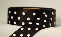 White on Black Aspirin Dots, 2 widths, 10 yards