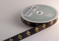 Fleur de Lys Black and Gold, 5/8 inch width, increments of 5 yards