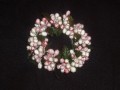 Small 3 inch Micro Beaded Berry Candle Ring - Cream, Rose & Pink