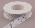 White w/ Black Swiss Mini Dots, 3/8 or 7/8 inch width 